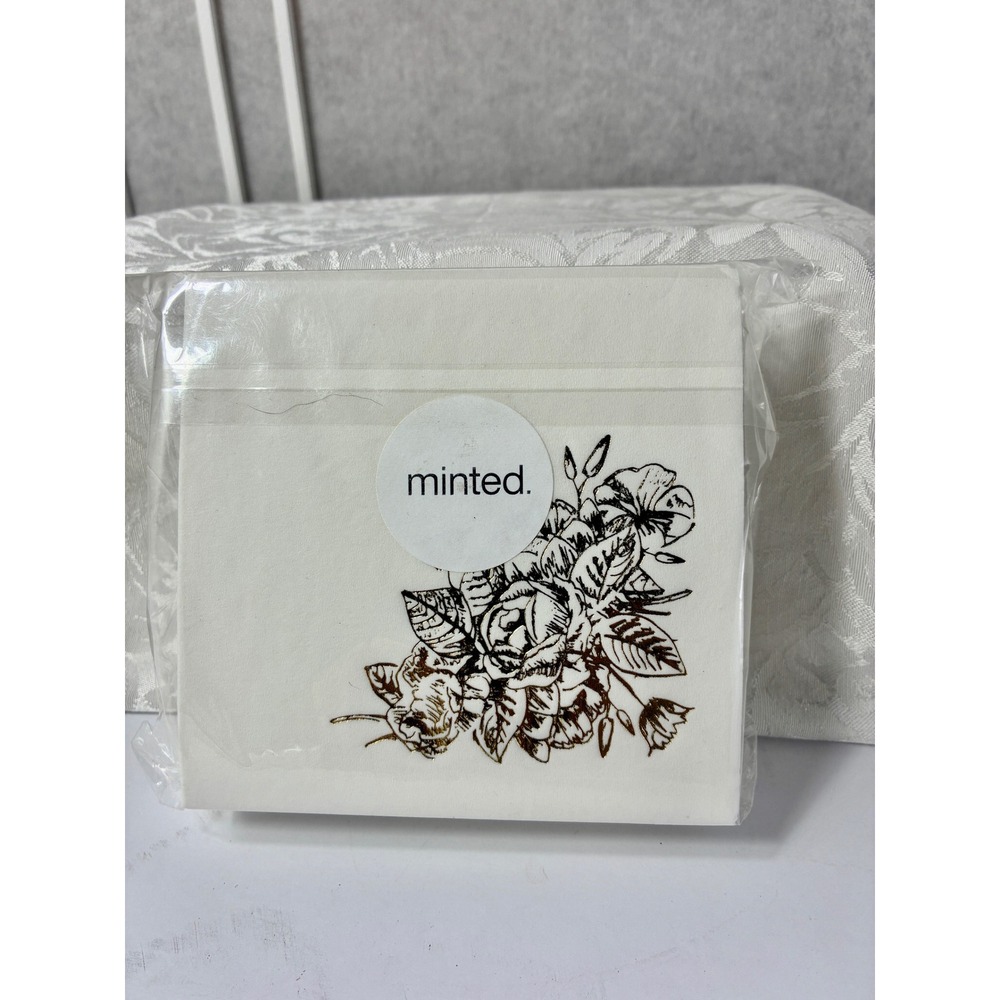 Paper Cocktail Napkins White Metallic Gold Rose from Minted